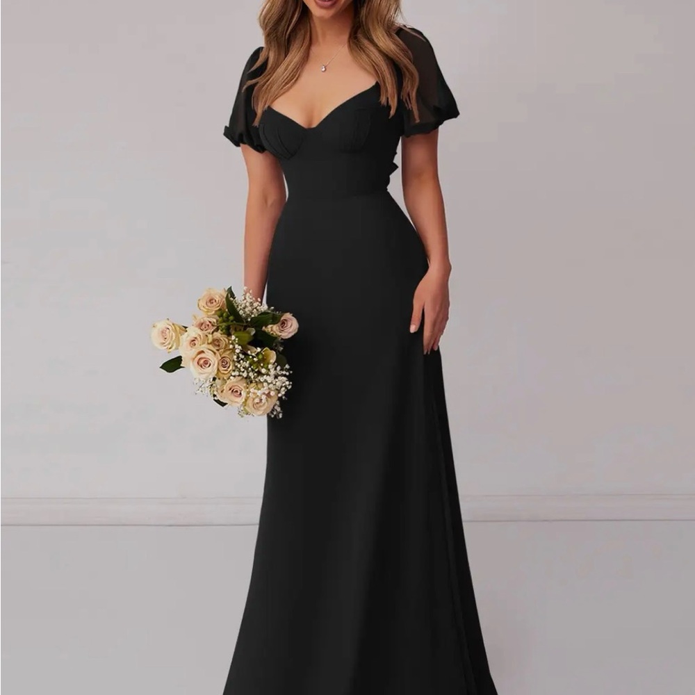 Barbie Azazie 1003 Black Maxi Dress with Flutter Sleeves